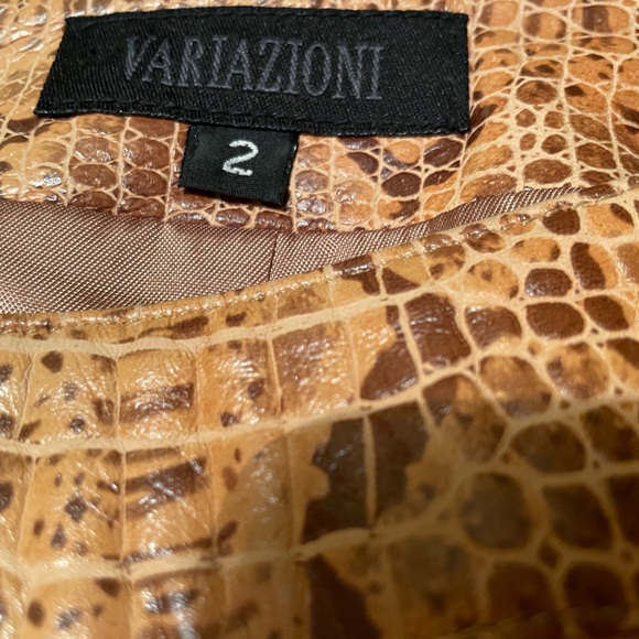Son-Ya Sz S-XS Jacket & Variazioni lined Pencil Skirt Sz 2 Tan Snakeskin - Picture 2 of 15